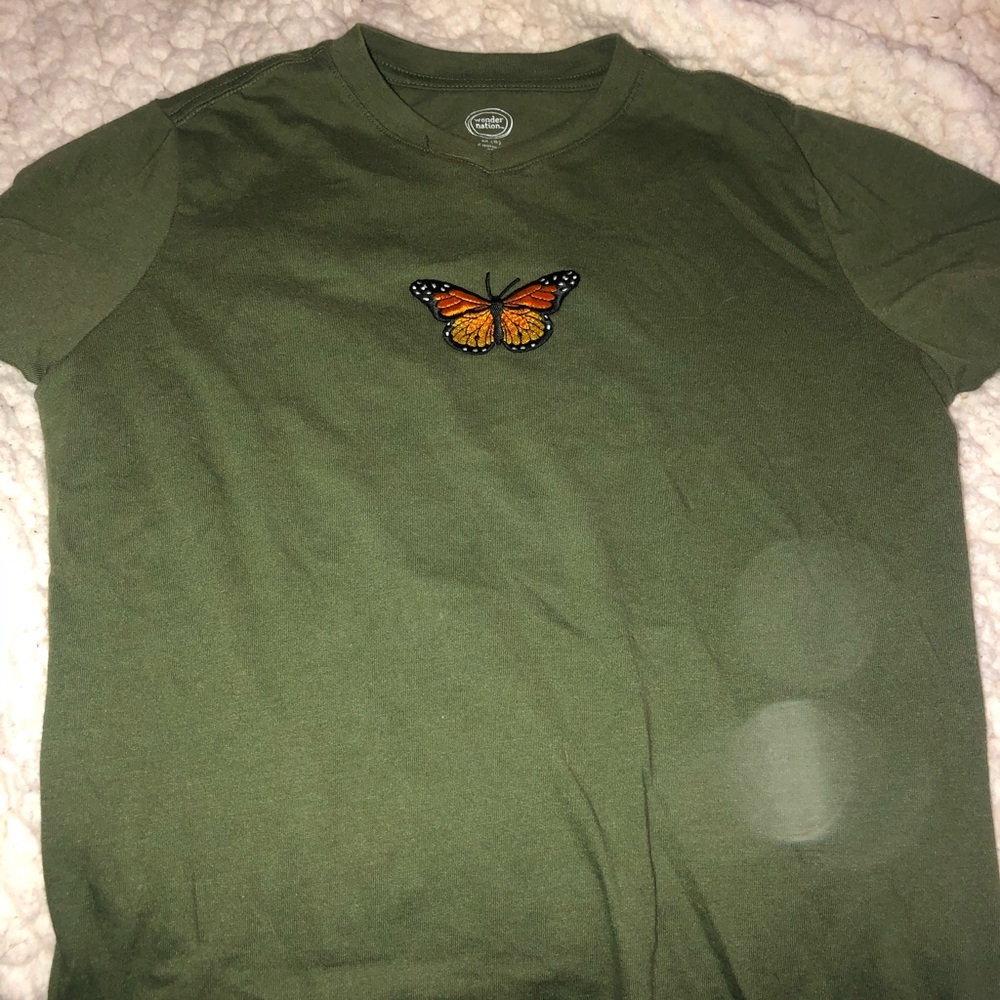 Green tight butterfly shirt
